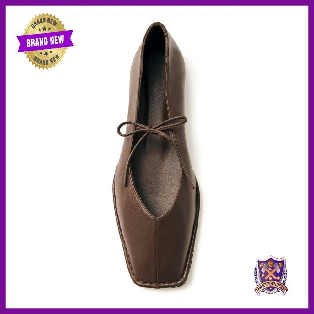 Women's Square Toe Ballet Flats Lace Up Mary Jane Shoes Rubber Sole